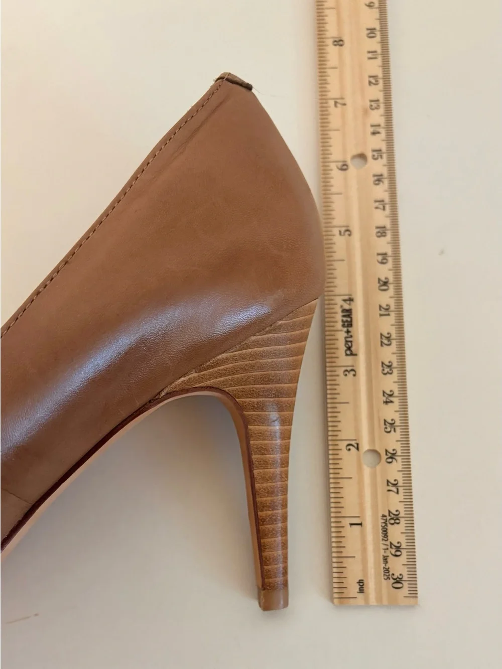 LANDS' END Cognac Brown Leather Round Toe Stiletto Heels, NWOT, Size 10